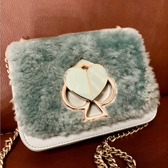 kate spade Handbags - Kate Spade Blue Faux Fur Nicola Twistlock Crossbody Bag